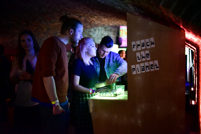 Andy Durdin’s Frack the Planet at one of We Throw Switch’s events.